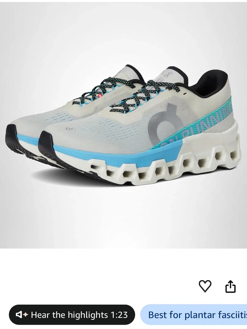 On Cloudsurfer Running Shoes in Light Gray with Blue Accents